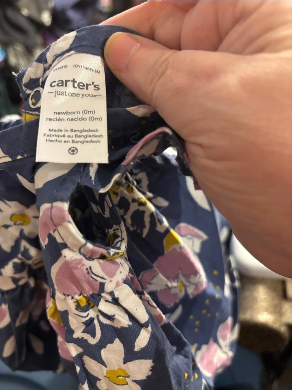 Carter's Navy Floral Baby Dress with Pink & Yellow Blooms Newborn